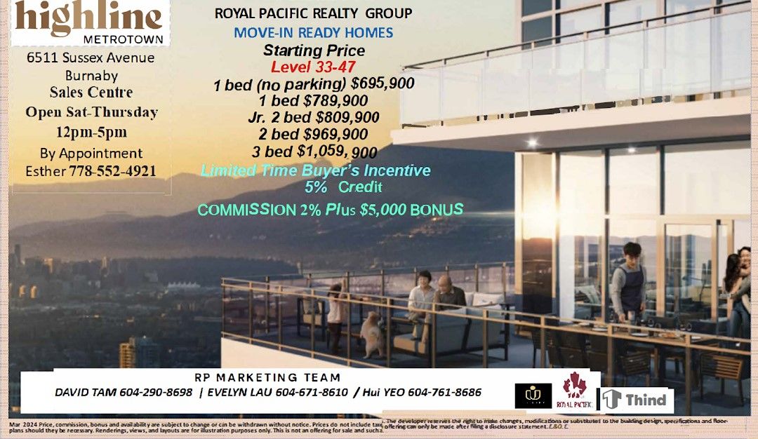 The Sky Estates at Highline Metrotown - Exclusive Event Royal Pacific Realtors & Clients